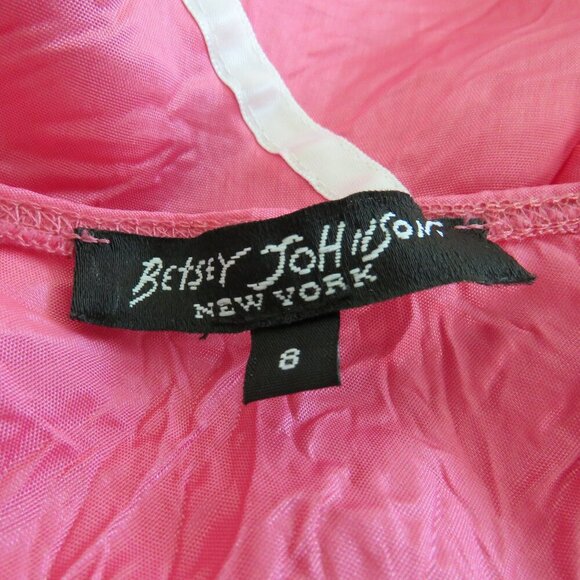 VINTAGE BETSEY JOHNSON Pink Taffeta Tiered Maxi Skirt Punk Fairy Grunge - Size 8 - Picture 12 of 16
